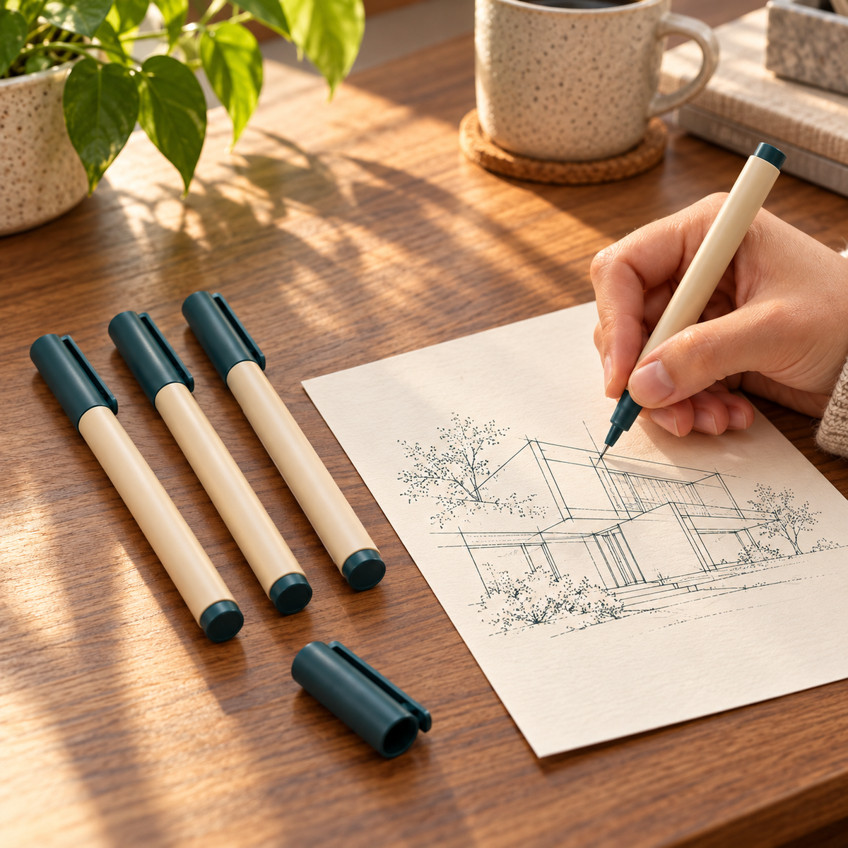 Zyvellie fineliner pen set - studio desk usage