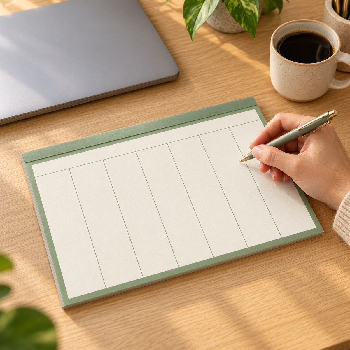 weekly desk planner in office use